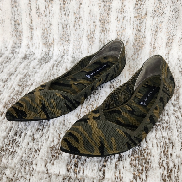Steven By Steve Madden Shoes - Steven By Steve Madden "Rosy" Knit Camo Flat Pointed Toe Green, Women's Size 6.5